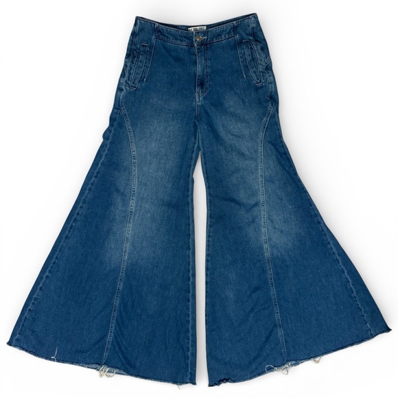 We The Free Denim - We The Free Dark Blue Wide Leg Flare Jeans